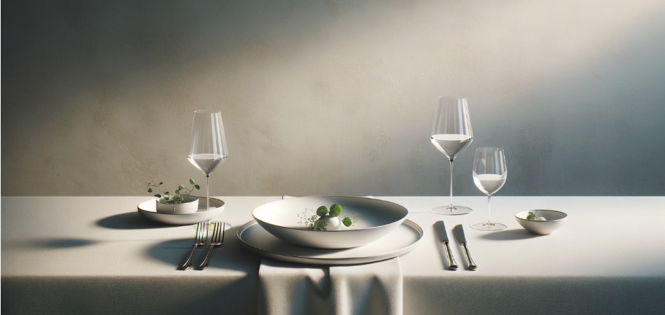 Elegant table setting with plates and glasses